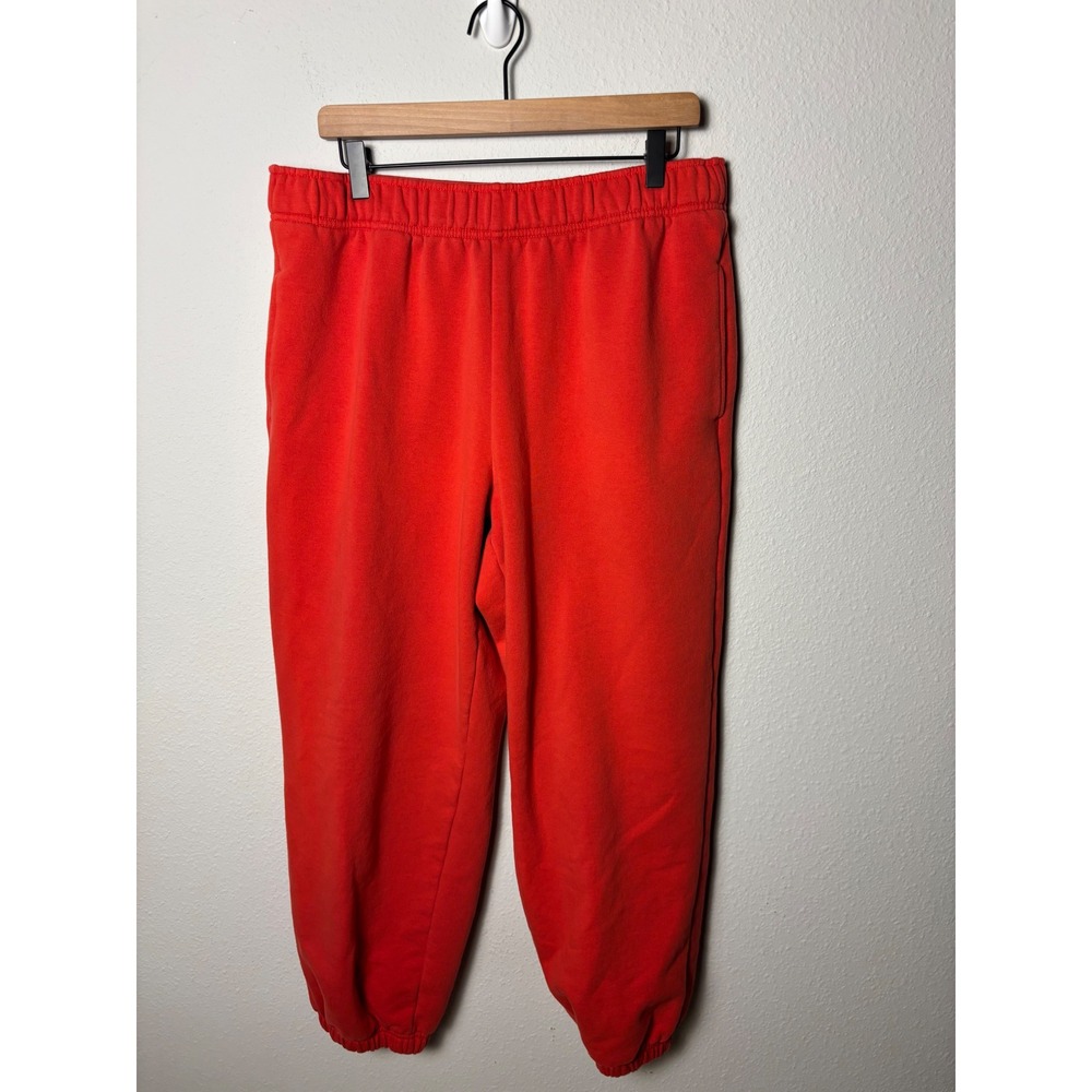 Athleta Forever Fleece Joggers Red Elastic Waist Sweatpants Large 28" Inseam